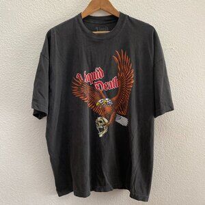 Liquid Death Double Headed Eagle Skull Water Drink Short Sleeve T-Shirt XL Gray